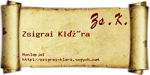Zsigrai Klára névjegykártya